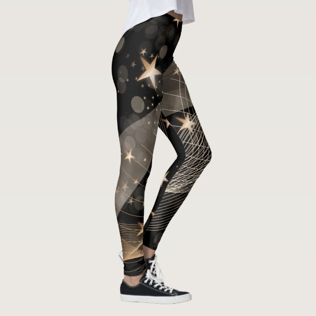 Leggings Chaînes d'étoiles magiques brillantes en or et lum (Droite)