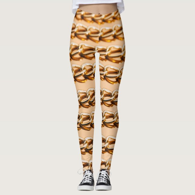 Leggings Chaînes d'or : Réflexe Luxe sans couture (Devant)