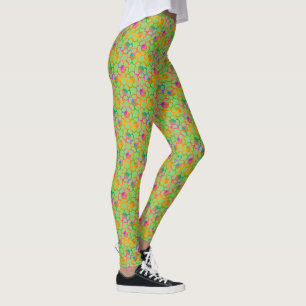 Leggings Chainmail floral en vert