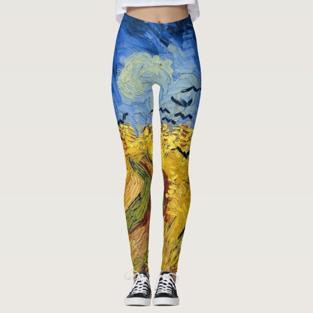 Leggings Champ de blé de Van Gogh peinture impressionniste (Devant)