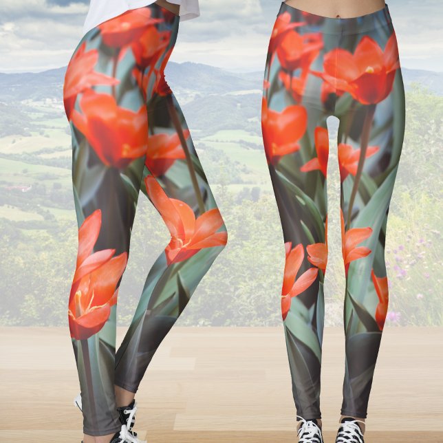 Leggings Champ de tulipe rouge (Créateur téléchargé)