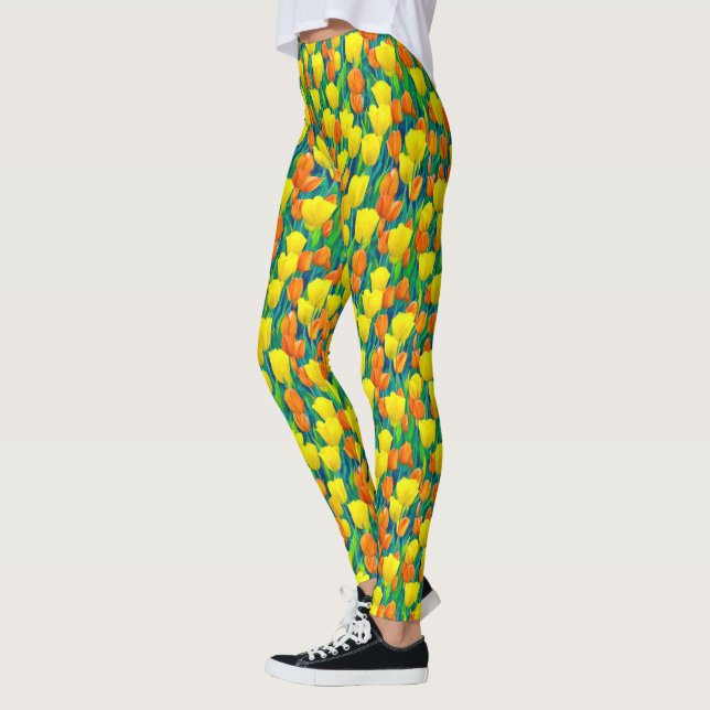 Leggings Champ de tulipes orange et jaune (Gauche)