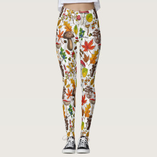 Leggings Champignons d'automne, feuilles, noix et baies sur