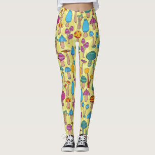 Leggings Champignons magiques Doodle Motif sans couture