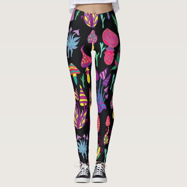 Leggings Champignons psychédéliques Motif des couleurs arc- (Devant)