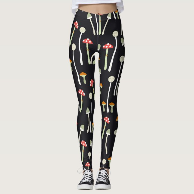 Leggings Champignons vintages d'automne design motif. (Devant)