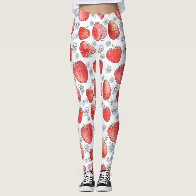 Leggings Champs de fraises : Fraîcheur d'été (Devant)