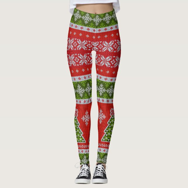 Leggings Chandail de Noël moche| Légendes de l'Île-du-Princ (Devant)