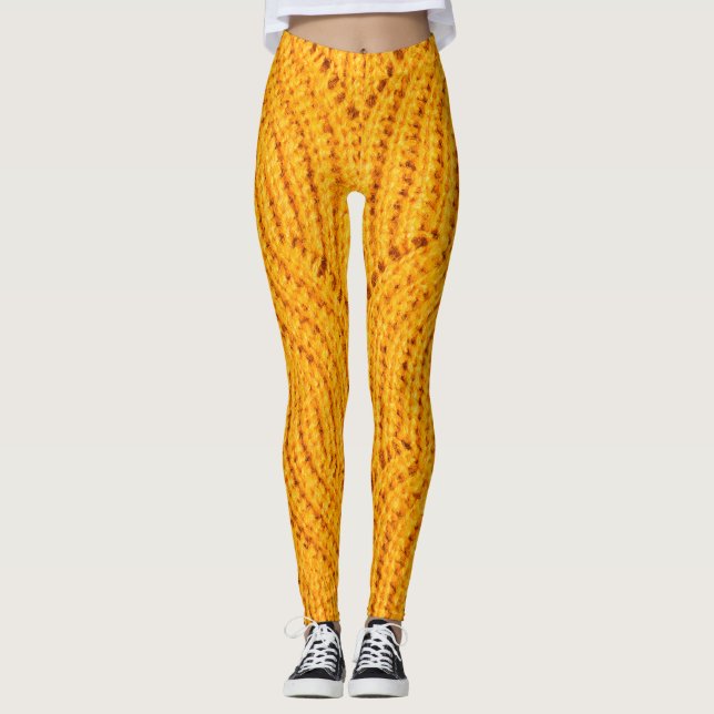 Leggings Chandail en tricot orange, arrière - plan texturé. (Devant)