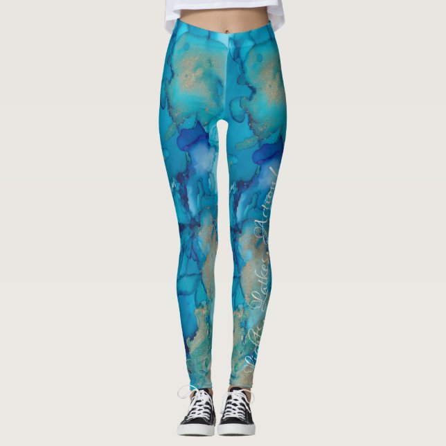 Leggings Chanukah Blue, Golds Design (Devant)