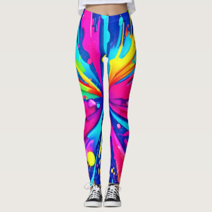 Leggings Chaos coloré : Peinture Splatter Art Abstrait