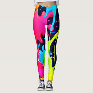 Leggings Chaos de la goutte de peinture de néon