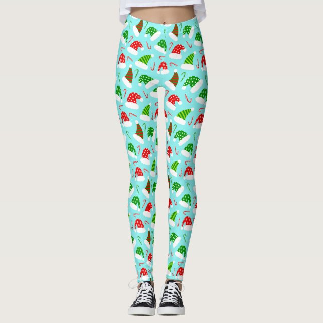 Leggings Chapeaux et Sucres de canne de Noël Motif de Noël (Devant)