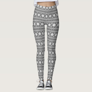 Leggings Charcoal Grey Fair Isle
