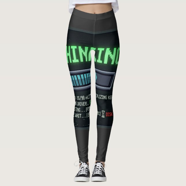 Leggings Chargement à 99 % drôle ordinateur rétro D (Devant)