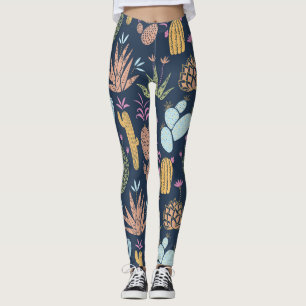 Leggings Charme de cactus : Vintage coloré Floral