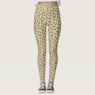 Leggings Charme Vintage Tournesol Ton Sépia