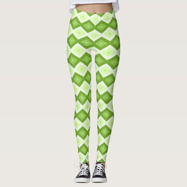 Leggings Chartreuse green diamond pattern (Devant)