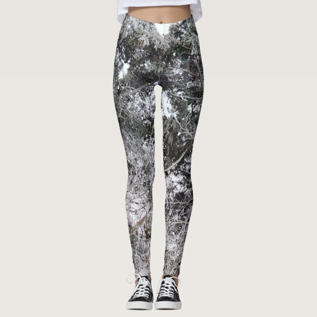 Leggings Chasse au Camouflage Motif de neige 4 (Devant)