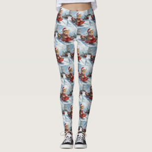 Leggings Chat abyssin en traîneau Laissez neige Noël