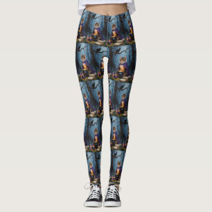 Leggings Chat Abyssin Peinture fantaisiste d'Halloween