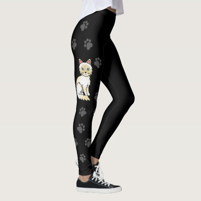 Leggings Chat Birman/Ragdoll crème au point tabby & emprein (Droite)