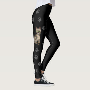 Leggings Chat de dessin animé mignon Bronze Egyptian Mau & 