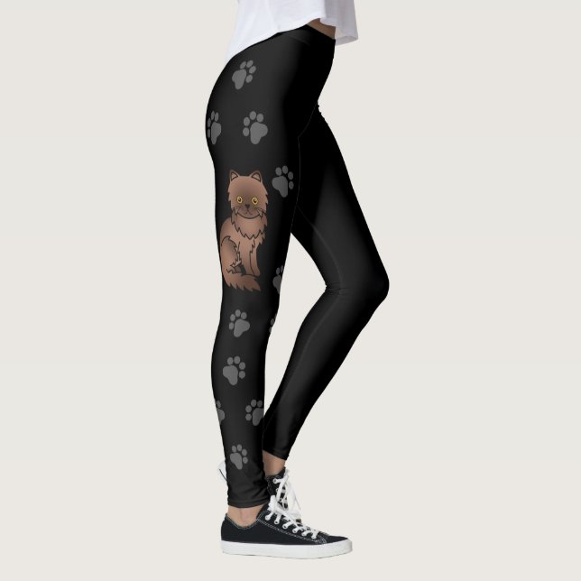 Leggings Chat de dessin animé mignon persan au chocolat & p (Droite)