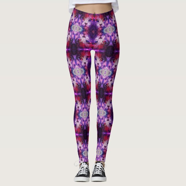 Leggings Chat de la galaxie violette  (Devant)