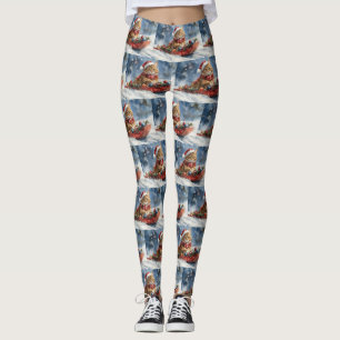 Leggings Chat de Maine Coon en sledge Laisser neiger Noël