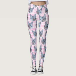 Leggings Chat de Tito de rose en pastel