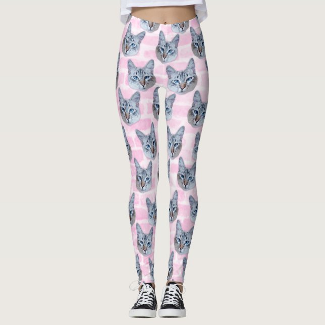 Leggings Chat de Tito de rose en pastel (Devant)