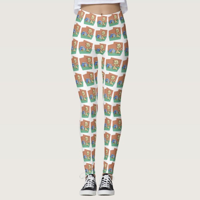 Leggings Chat et cuvette de poisson (Devant)