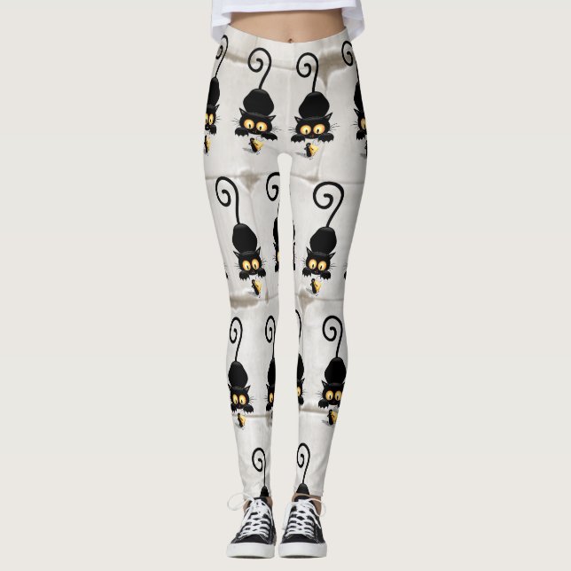 Leggings Chat et souris avec des personnages de dessin amus (Devant)