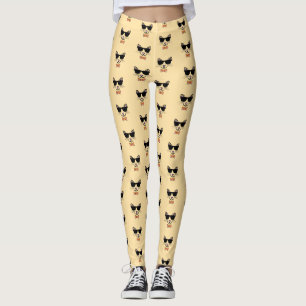 Leggings Chat Hipster avec lunettes de soleil