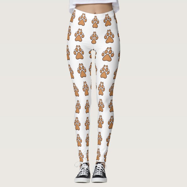 Leggings Chat mignon se cachant dans une empreinte de patte (Devant)