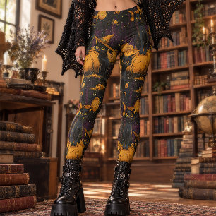 Leggings Chat Noir & Citrouille Vintage Époque moderne et
