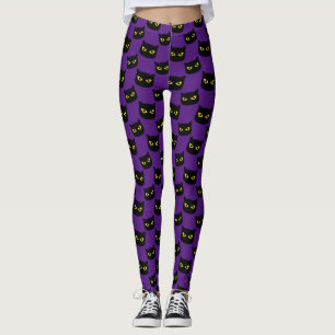 Leggings Chat noir et violet motif Halloween