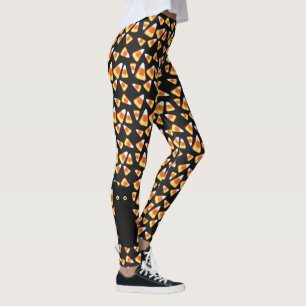 Leggings Chat noir, motif de maïs, Halloween amusant