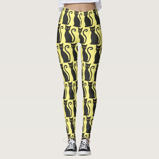 LEGGINGS CHAT NOIR PANTS YOGA (Devant)