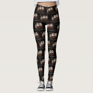 Leggings Chat Persan Sleigh Neigeux Décor Noël