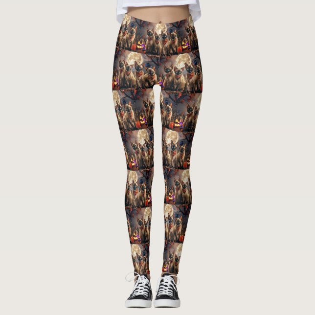 Leggings Chat siamois Halloween effrayant (Devant)