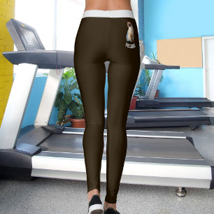 Leggings Chat Siamois Mignon Personnalisé Photo Nom Marron