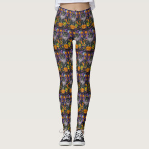 Leggings Chat Sibérien éffrayant Halloween sorcière et Citr