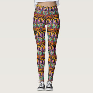 Leggings Chat Sphynx Effrayant Sorcière d'Halloween et Citr
