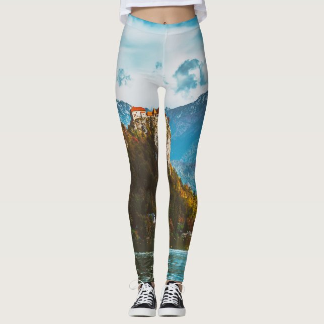 Leggings Château de Bled : Vue sur la falaise slovène. (Devant)