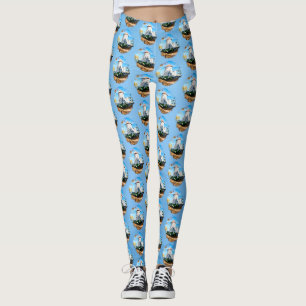 Leggings Château médiéval en cercle aquarelle
