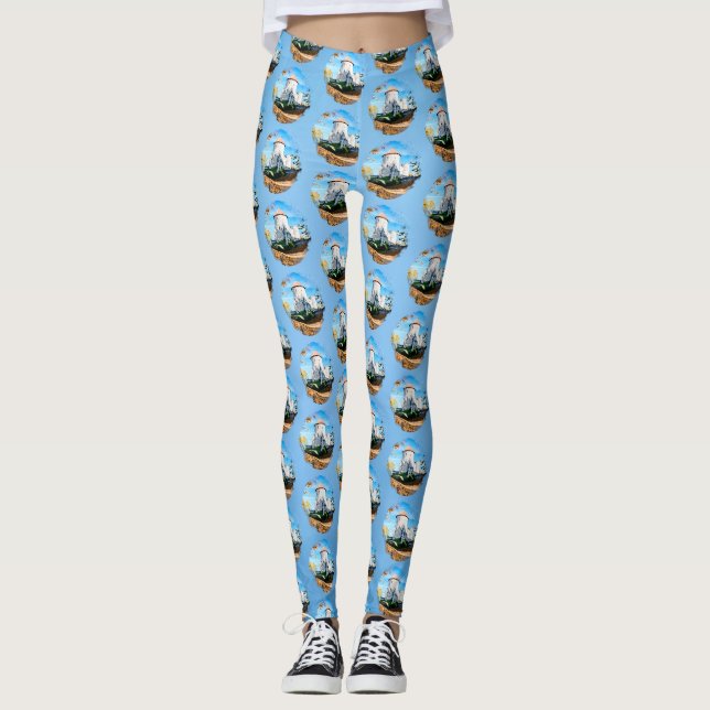 Leggings Château médiéval en cercle aquarelle (Devant)