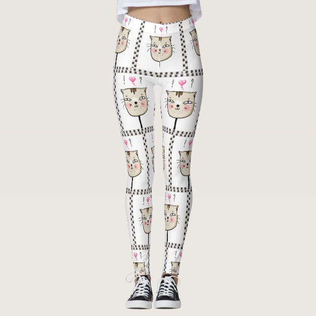 Leggings Chaton/Chat et jambières de coeur (Devant)