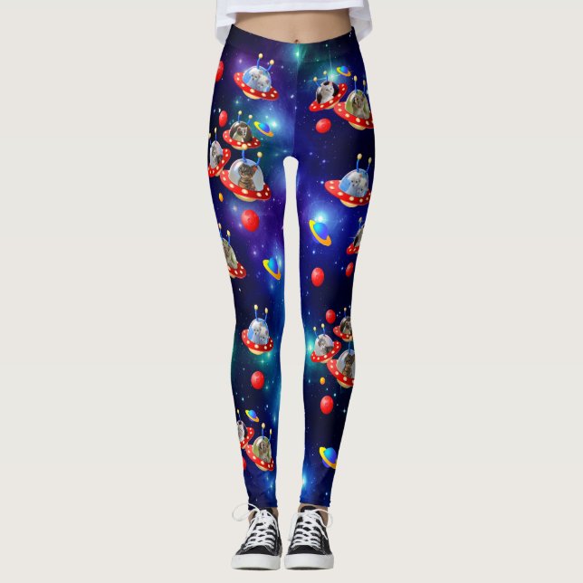 Leggings Chatons cosmiques en Alien vaisseau spatial OVNI S (Devant)